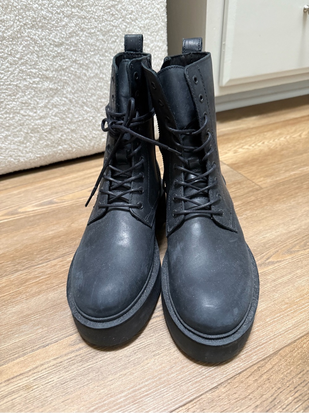 Thursday Black Lace-Up Combat Boots